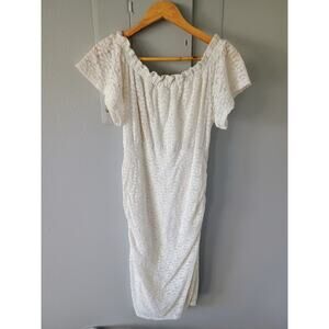 Motherhood Maternity Ivory Off Shoulder Floral Lacey Beachy coastal cottage core